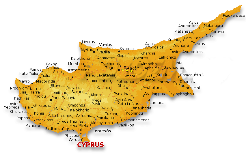 Кипр карта курортов - 91 фото