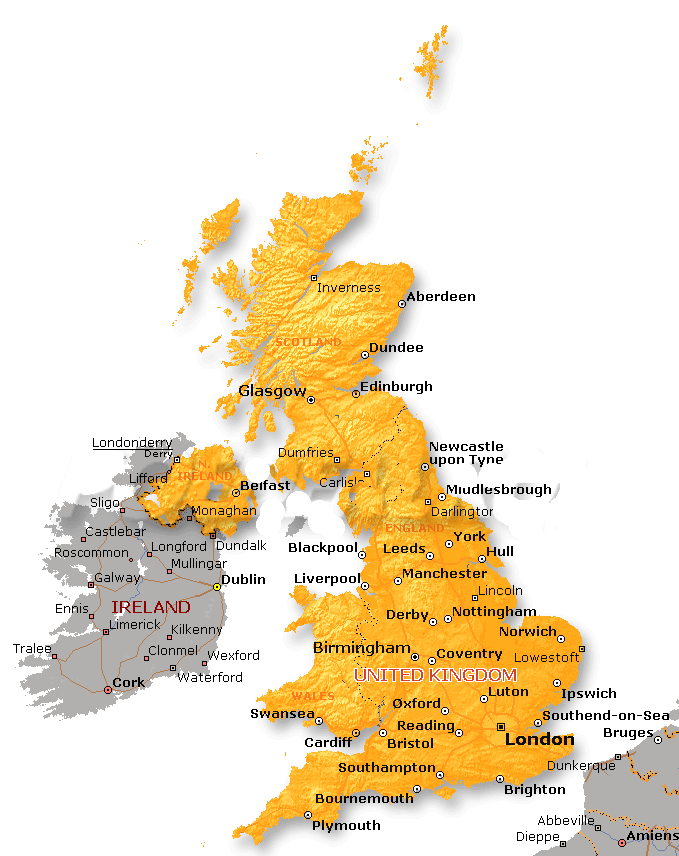 Карта городов великобритании