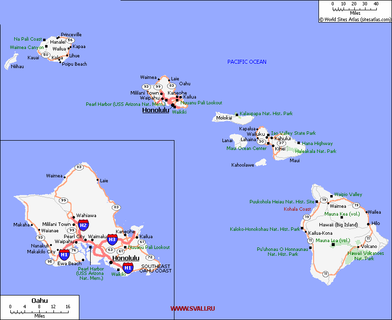 Где находится гавайи карта