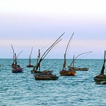 Вид на лодки В Мозамбике